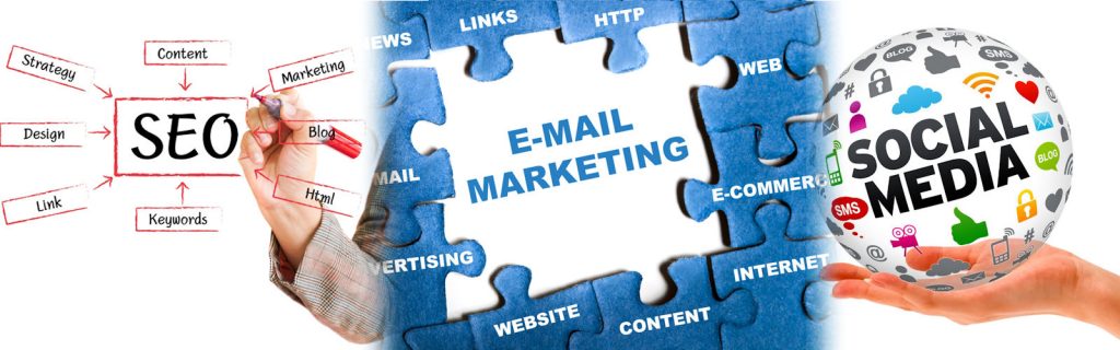 SEO, Email and Social Media marketing banner image