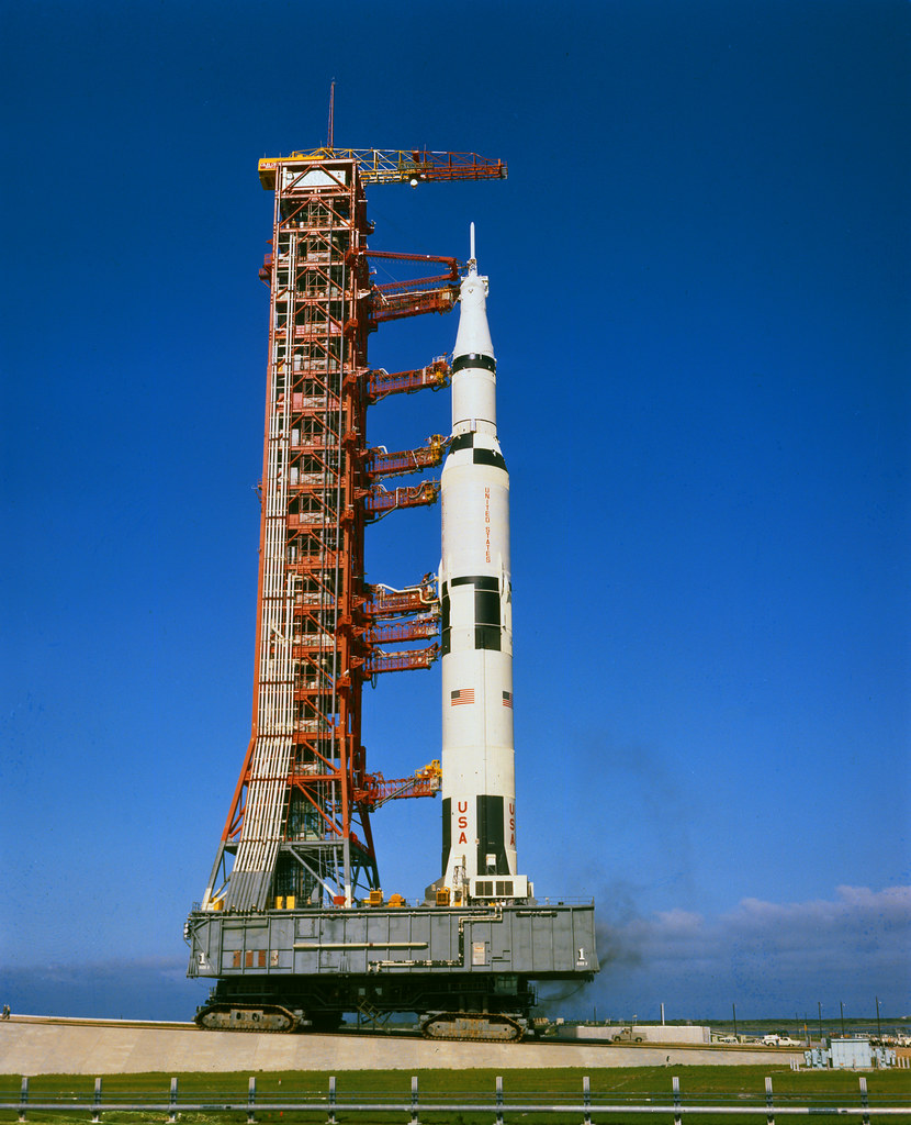 The mighty Saturn V rocket on the launchpad