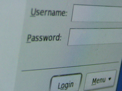 Computer log-in screen. Reduce the Cyber Security risk with strong passwords.