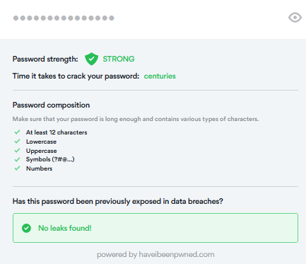 How Strong is your Password test screen